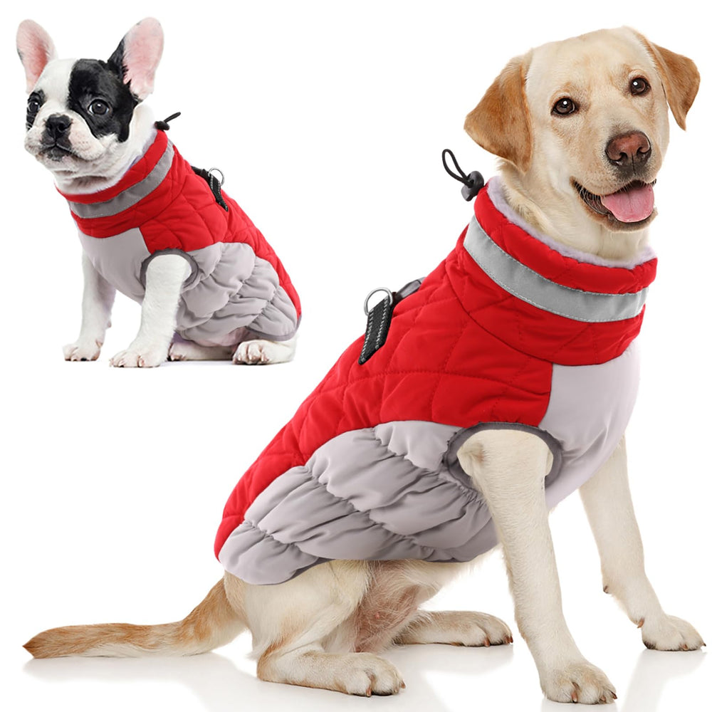AOFITEE dog coat with warm-fleece-lining for cozy winter walks.