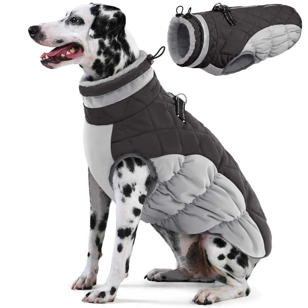 AOFITEE dog coat with warm fleece lining provides cozy winter warmth.