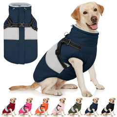 AOFITEE dog coat with warm polar fleece and furry collar for cold-weather walks