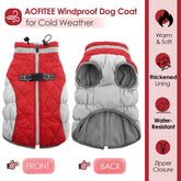 AOFITEE dog coat showing waterproof fabric for dry winter outings