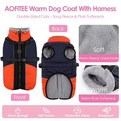 AOFITEE waterproof fleece-neckline dog coat keeps wind out and neck warm.