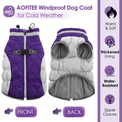 AOFITEE dog coat waterproof exterior keeps your dog dry during rain or snow