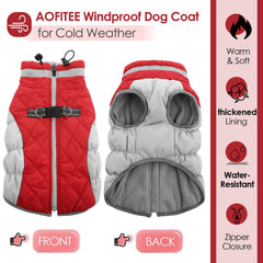 AOFITEE dog coat waterproof-windproof outer fabric shields against rain and chill