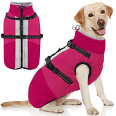AOFITEE windproof dog coat with turtleneck and built-in harness for secure walks