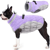 AOFITEE dog coat Lilac front view shows warm fleece lining for cold walks.