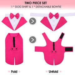 AOFITEE dog tuxedo closure showing easy hook-and-loop fasteners for quick dressing.