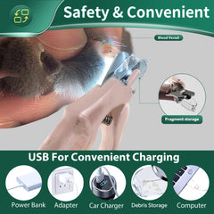 Aoioploa dog-nail-trimmer-led-light improves precision in low light.
