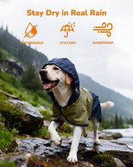 Aokown dog raincoat blue highlights durable waterproof fabric for daily outings