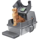 Aoktech stainless steel litter box with lid; secure lid helps reduce litter spillage