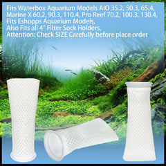 Aolleteau filter socks 4in ring fitting shows easy compatibility with Waterbox