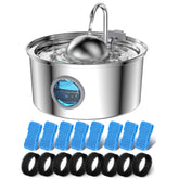 AONBOY cat water fountain front view shows sleek stainless steel for easy cleaning