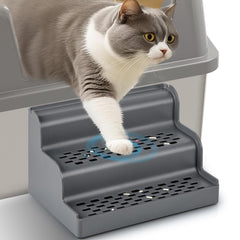 Aothey Litter Box Step dual-step design assists easy access for small or aging cats