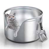 Aothey stainless steel litter box round XL provides roomy space for large cats