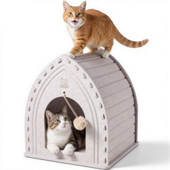 Apasiri Cat House interior cave provides a warm indoor retreat with felt insulation