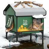 Apasiri heated outdoor cat house front view showcases durable weather protection.