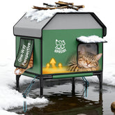 Apasiri heated outdoor cat house winter insulated shelter keeps stray cats warm and dry.