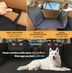 APetsPlanet dog seat cover with mesh window promotes airflow and pet visibility.