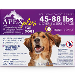 APEX PLUS large-dog flea treatment application on the back for thorough protection