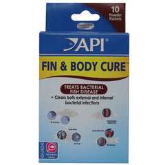 API FIN & BODY CURE box front view for freshwater fish health support.