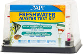 API Freshwater Master Test Kit front view with test tubes and color card for quick water checks.