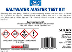 API Saltwater Master Test Kit bottles of testing solution ready for use.