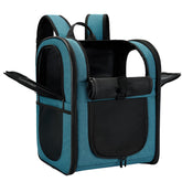 Apollo Walker teal carrier backpack side view showing breathable mesh for pet comfort