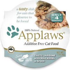 Applaws Layers six-flavor variety cups arranged to tempt a cat's palate.