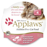 Applaws tuna fillet with crab cups packshot highlights natural ingredients