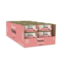 Applaws Vitality wet cat food broth in a can enhances hydration and flavor.