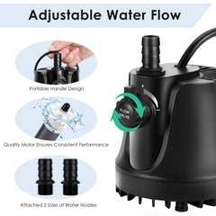 AQQA 265-800GPH bottom intake design draws from near the bottom for clean cycles.