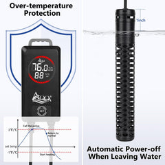 AQQA 800W heater mounted with strong suction cups.