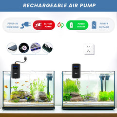 AQQA aquarium air pump side ports highlight adjustable airflow options for different tanks.