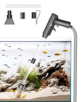AQQA Aquarium Gravel Cleaner overview shows compact, multi-function tool for efficient tank upkeep.