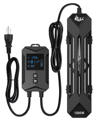 AQQA aquarium heater with LED display shows precise temperature control in action.