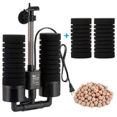 AQQA aquarium sponge water filter front view shows compact design for simple setup and quick start.