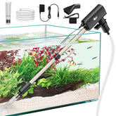AQQA Aquarium Vacuum Cleaner 8W with filter screen delivers thorough debris pickup in freshwater tanks.