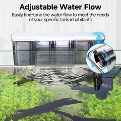 AQQA auto-start HOB filter demonstrates easy setup without priming.
