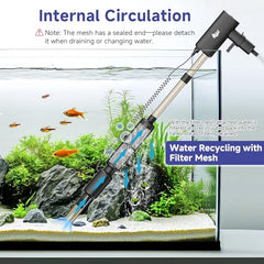 AQQA electric aquarium vacuum sand-washing head deep-cleans gravel and removes built-up waste.