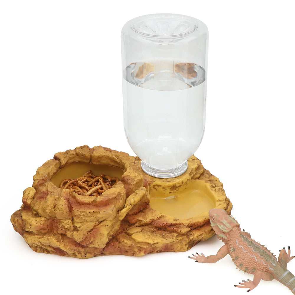 AQUA KT reptile escape bowl with rock finish enhances natural terrarium aesthetics and tidy feeding