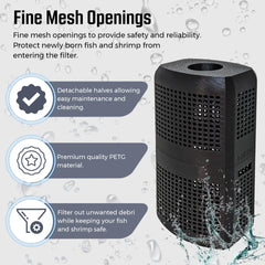 Aquameta mesh-detail demonstrates 2.5mm openings that balance debris blocking and water flow.