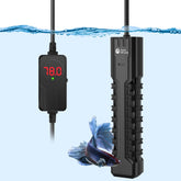 AquaMiracle 200W heater front view delivers precise warmth for aquariums.