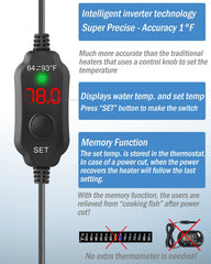 AquaMiracle thermostat panel highlights accurate temperature control
