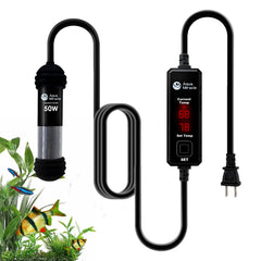 AquaMiracle 50W aquarium heater exterior display shows current and target temperature at a glance