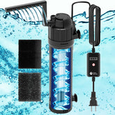 AquaMiracle aquarium filter front view, compact design ideal for 40-120 gallon tanks.
