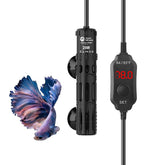 AquaMiracle aquarium heater with LED display shows current and target temps for easy monitoring.