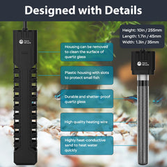 A AquaMiracle heater features overheating and dry-run safety protections.