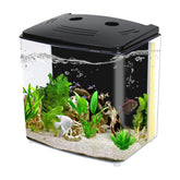 AQUANEAT fish tank rectangular front view showcases compact desktop habitat for small spaces.