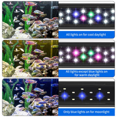 AQUANEAT LED aquarium light shows daylight and moonlight with grouped LEDs