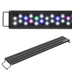 AQUANEAT LED light shines over a freshwater tank providing full spectrum illumination for vibrant colors.
