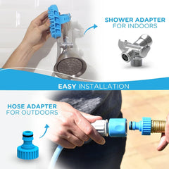 Aquapaw sprayer wand for bathing with adjustable rinse options.
